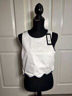 French Connection Alexis cotton scallop top size M